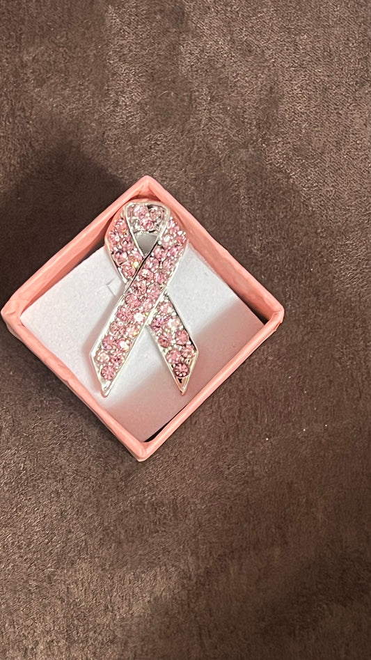 Rhinestone Breast Cancer Pin